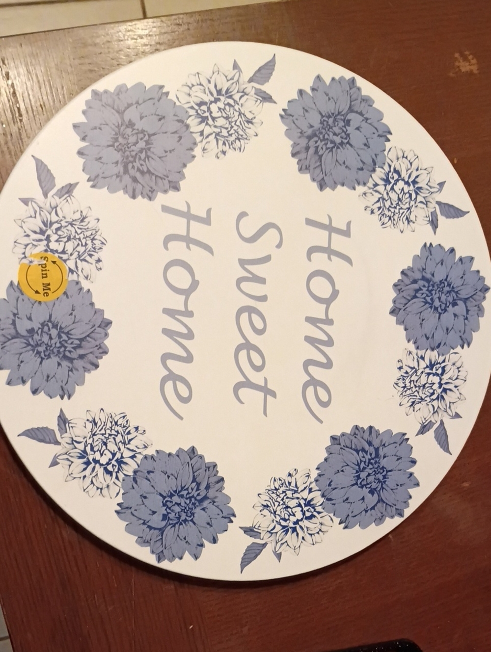 Home Sweet Home Round Floral Spin Table